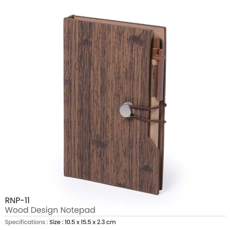 Wood Design Sticky Notes With Notebook